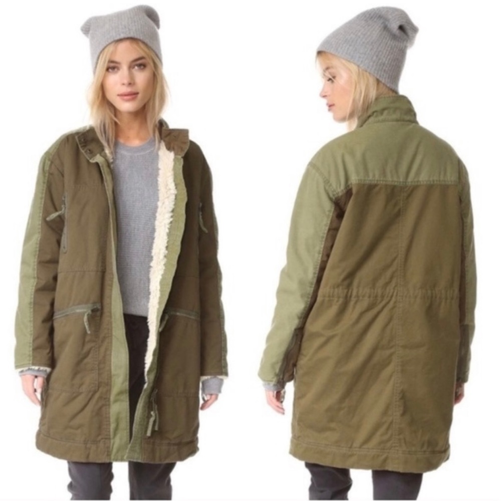 *FREE PEOPLE* Tallis Parka Military Faux Sherpa Utility Coat | XS